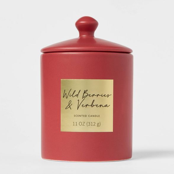 11oz Valentine&#39;s Lidded Ceramic Figural Candle Wild Berries and Verbena - Threshold&#8482; | Target