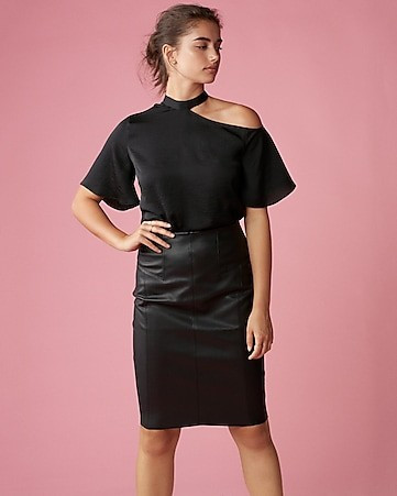 High Waisted (minus The) Leather Pencil Skirt | Express