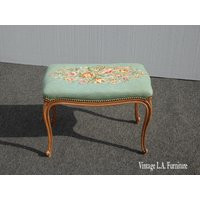 Vintage French Country Green Floral Needlepoint Tapestry Bence W Cabriole Legs | Etsy (US)