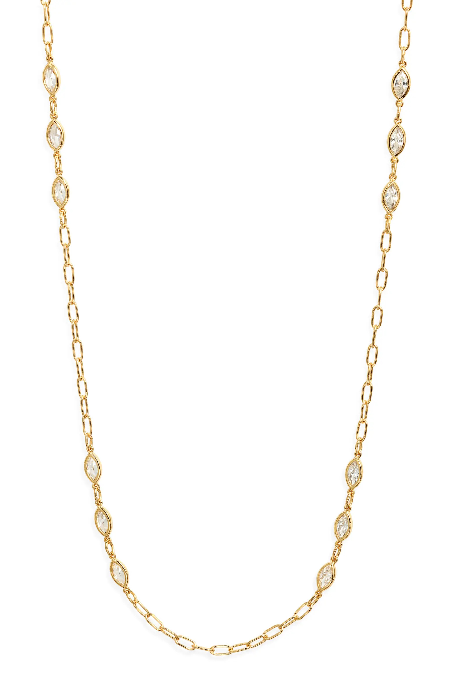 Bezel Cubic Zirconia Station Long Necklace | Nordstrom