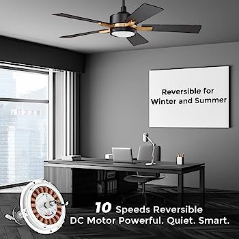 SMAFAN Smart Ceiling Fan 52'' 5-Blade with Remote Control, DC Motor with 10 Speed, Dimmable LED L... | Amazon (US)