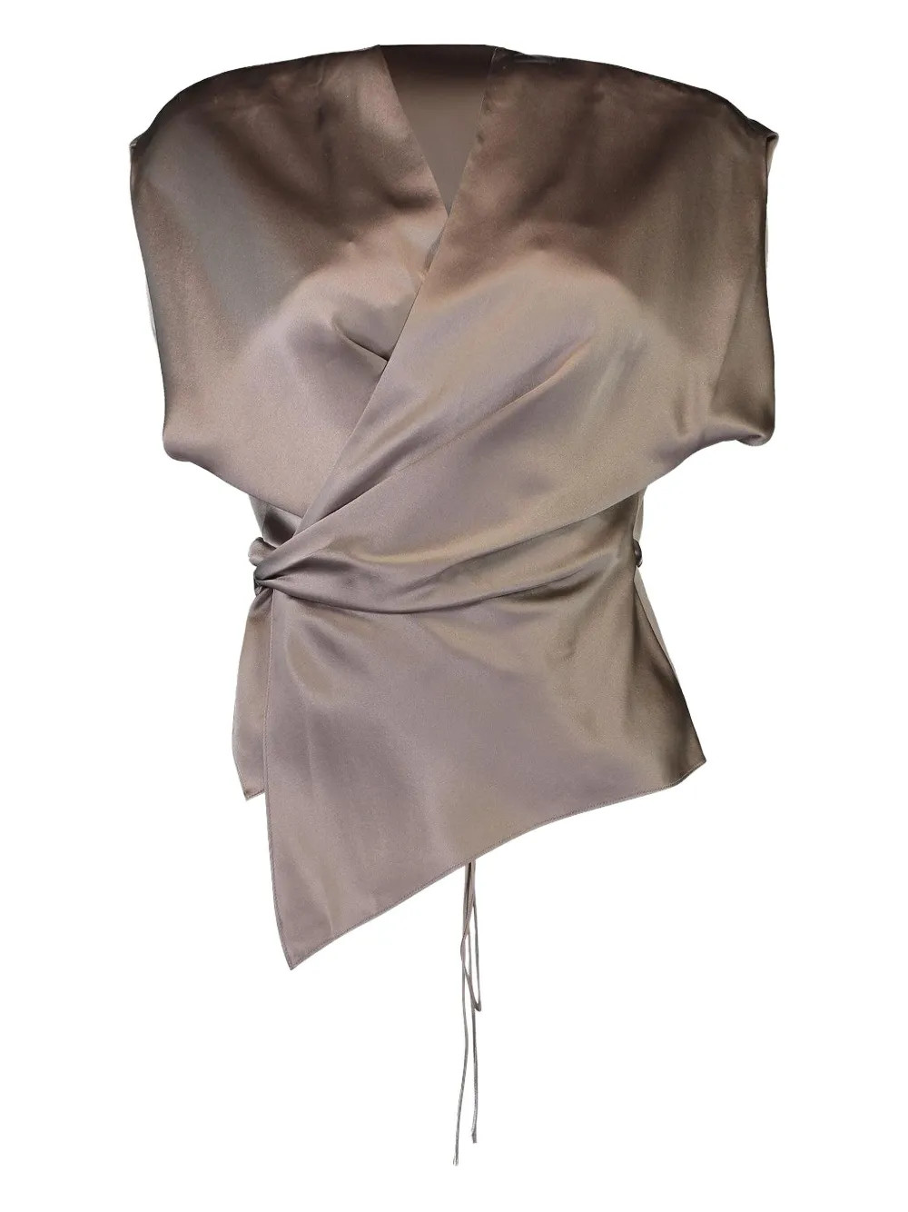 The Sei wrap-design Satin Blouse | Grey | FARFETCH | Farfetch Global