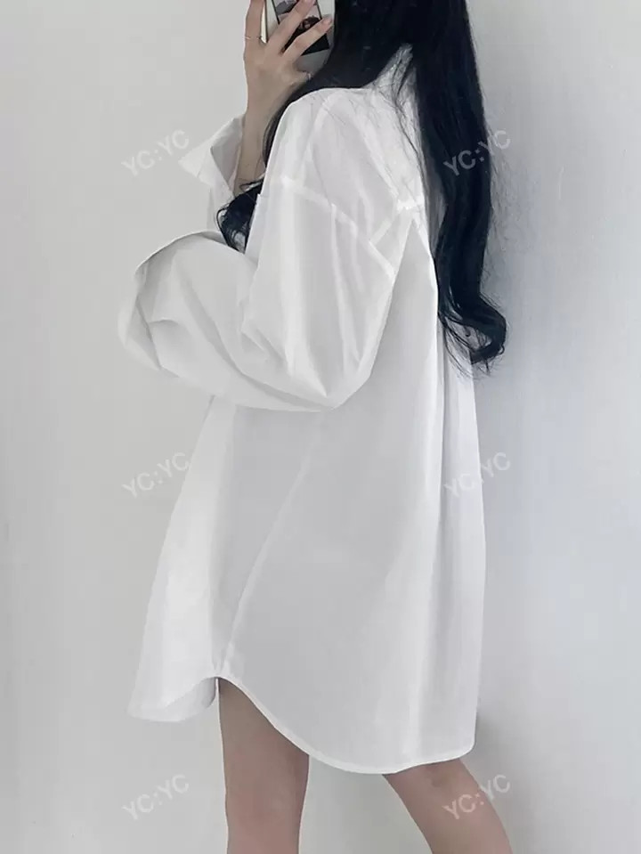 Solid Drop Shoulder Oversized Shirt,Long Sleeve Tops | SHEIN