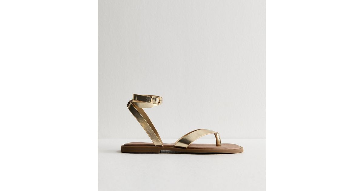 Gold Toe Post Wrap Around Ankle Strap Sandals | New Look | New Look (UK)