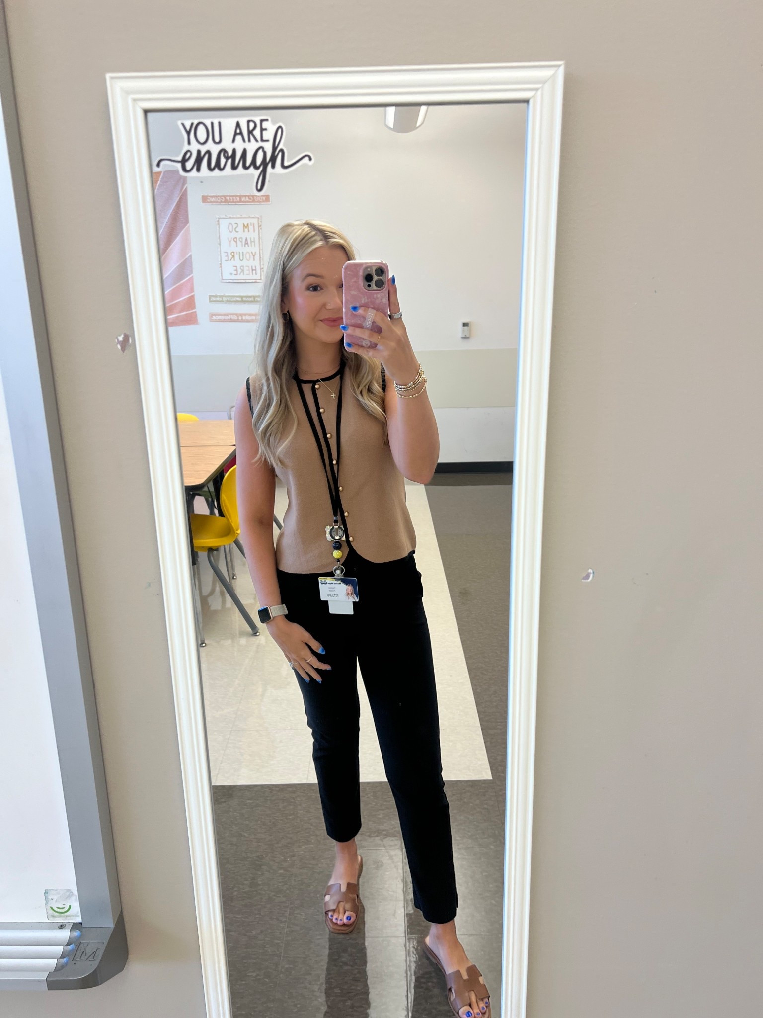 1st day of school Teacher Outfit! Sweater vest is Lizard Thicket but linking similar!