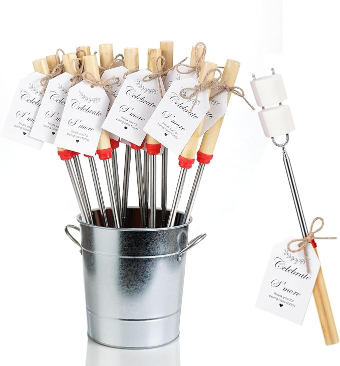 12 Sets S'mores Sticks Kit Extendable Roasting Cotton Candy Stick for Fire Pit Camp Bachelorette ... | Amazon (US)