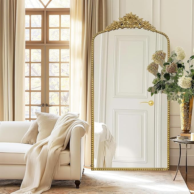 Gold Antique Full Length Mirror, 30"x60" Traditional Elegant Floor Body Vintage Mirror with Ornat... | Amazon (US)