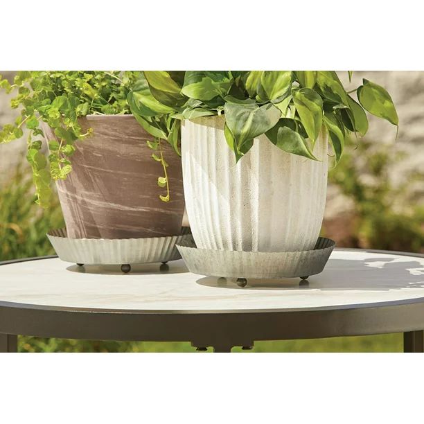 Better Homes & Gardens 7.75 inch Footed Galvanized Gray Metal Plant Saucer - Walmart.com | Walmart (US)