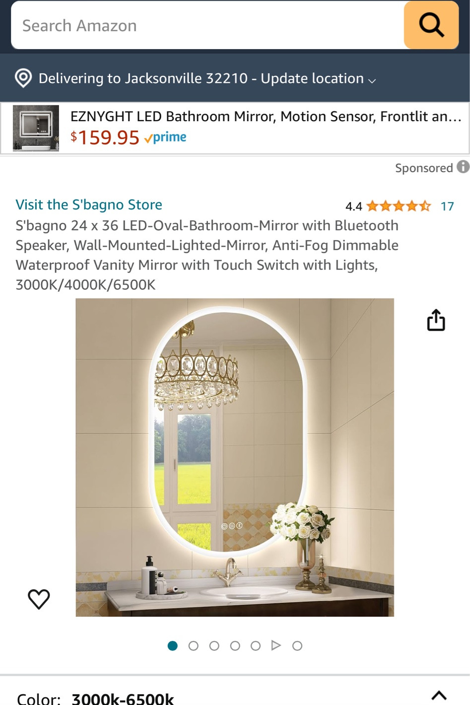 Light up mirror with Bluetooth speaker 