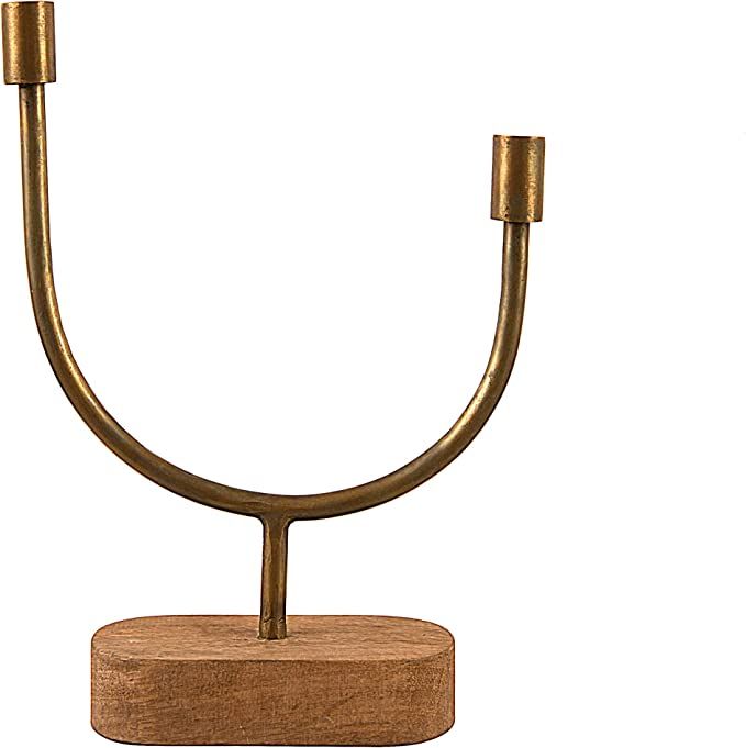 Asymmetrical Wood and Metal Candle Holder | Amazon (US)