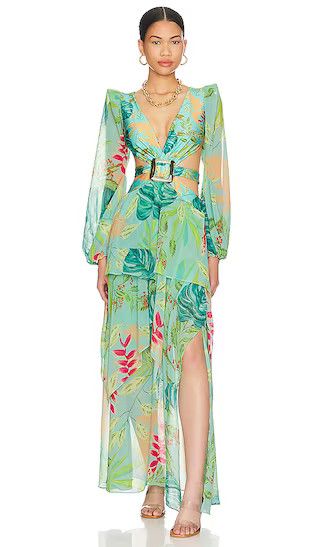 x REVOLVE Tropicalia Belted Cutout Maxi Dress in Island Blue | Green Floral Dress | Resort Wear 2023 | Revolve Clothing (Global)