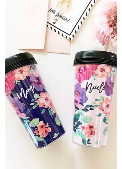 Personalized Floral Traveling Coffee Tumbler | David's Bridal | Davids Bridal