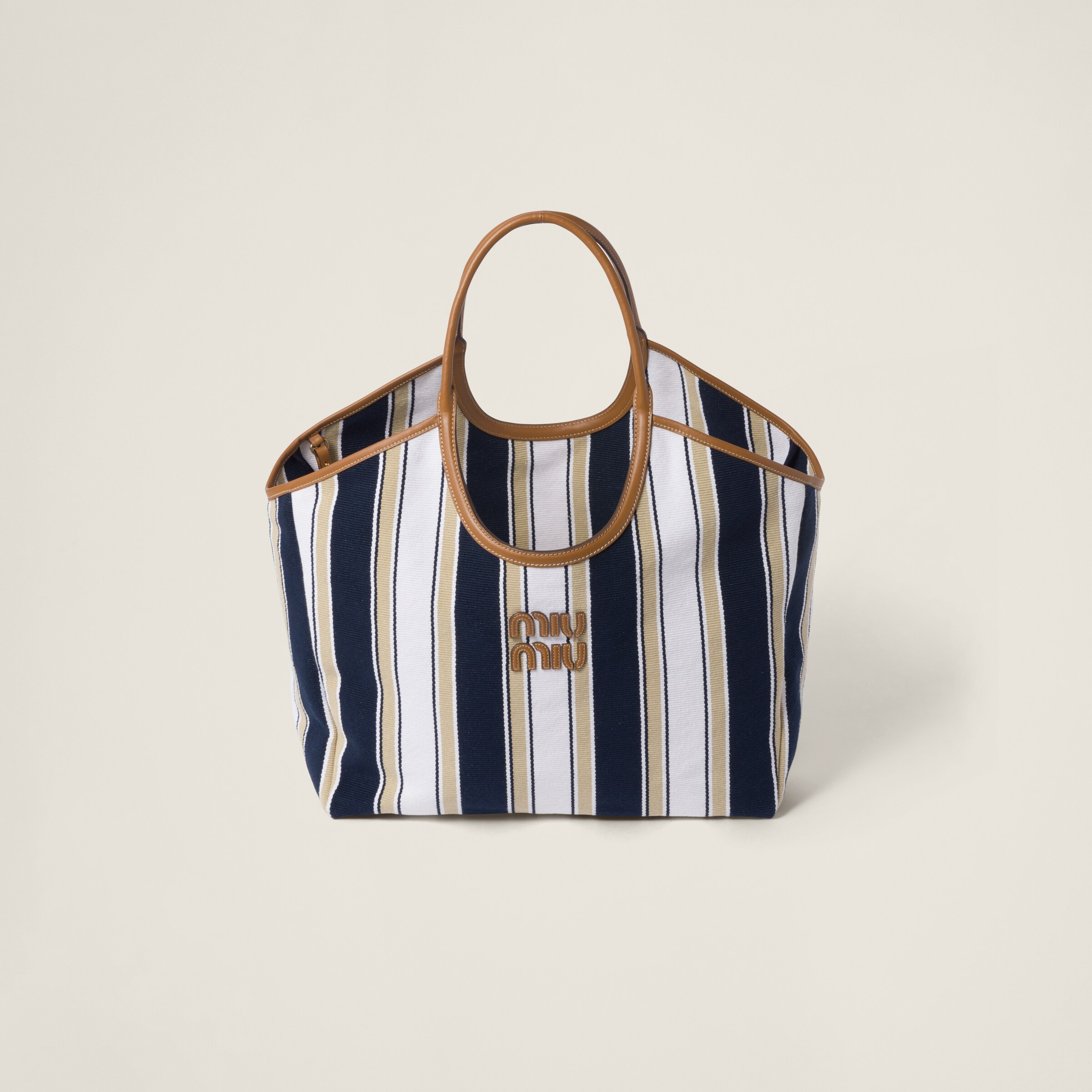 Blue/sand Ivy Canneté Fabric Bag | Miu Miu | Miu Miu US
