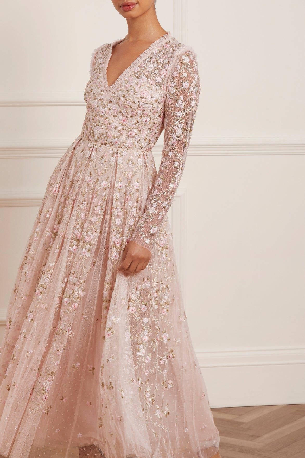 Victoria Ditsy V-Neck Ankle Gown | Needle & Thread