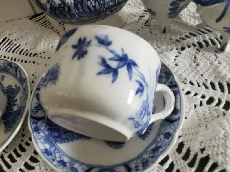 Vintage Chinoiserie Tea Set for Two: Blue & White China | Etsy (US)