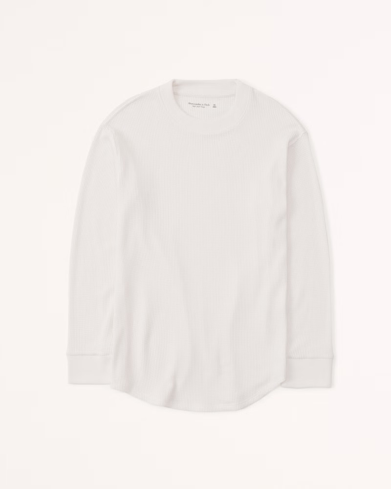 Women's Long-Sleeve Waffle Boyfriend Tee | Women's Tops | Abercrombie.com | Abercrombie & Fitch (US)