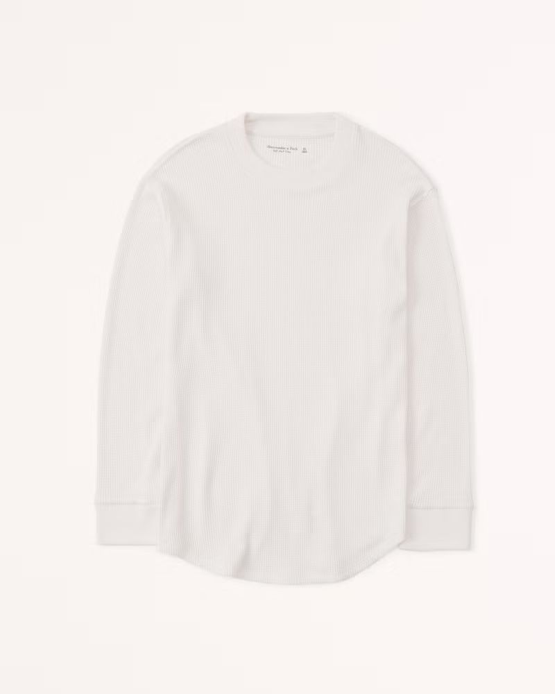 Women's Long-Sleeve Waffle Boyfriend Tee | Women's Tops | Abercrombie.com | Abercrombie & Fitch (US)