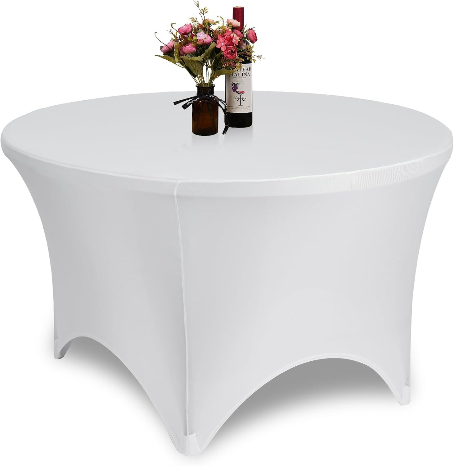 GFCC 4 Foot (48") Table White Round Stretch Tablecloth Spandex Fitted Stretchable Elastic Tablecloth | Amazon (US)