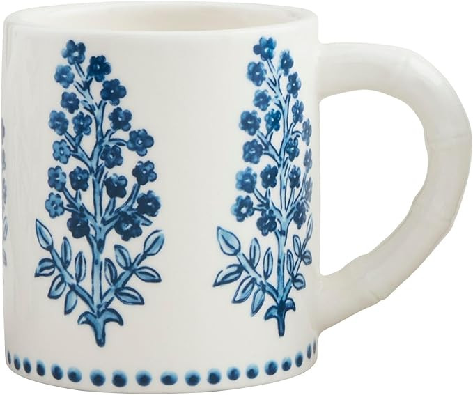 Mud Pie 15 oz Block Print Mug, Blue | Amazon (US)