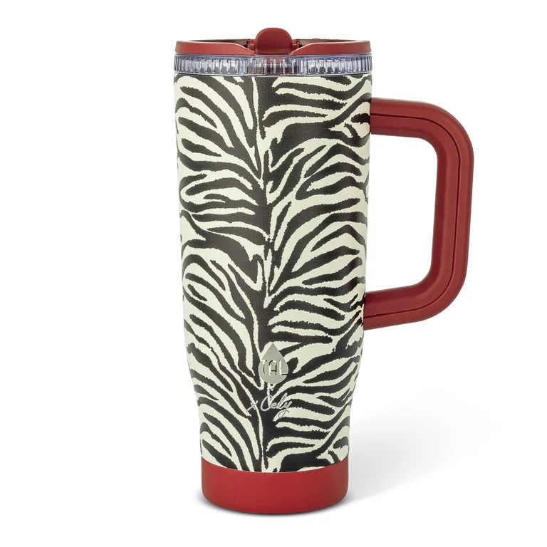 Cely x TAL 32oz Stainless Steel Skye Tumbler with Handle and Fip-up Straw, Zebra | Walmart (US)