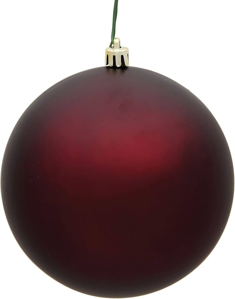 Vickerman 6" Burgundy Matte Ball Ornament - Shatterproof & UV Resistant Plastic - Drilled Cap wit... | Amazon (US)