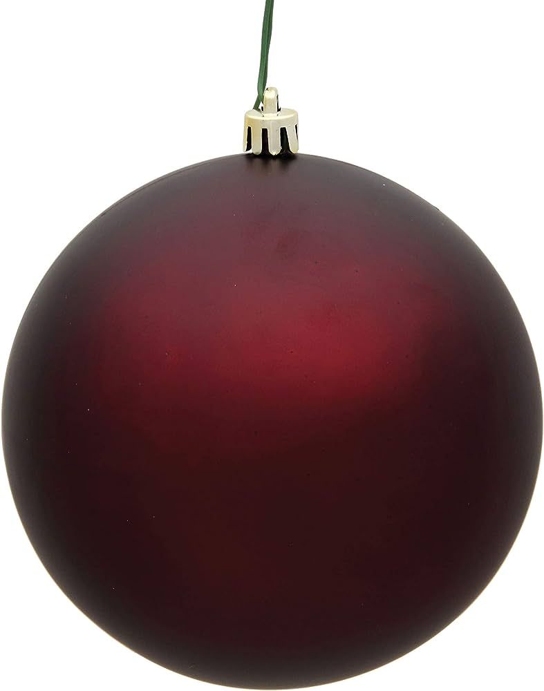 Vickerman 6" Burgundy Matte Ball Ornament - Shatterproof & UV Resistant Plastic - Drilled Cap wit... | Amazon (US)