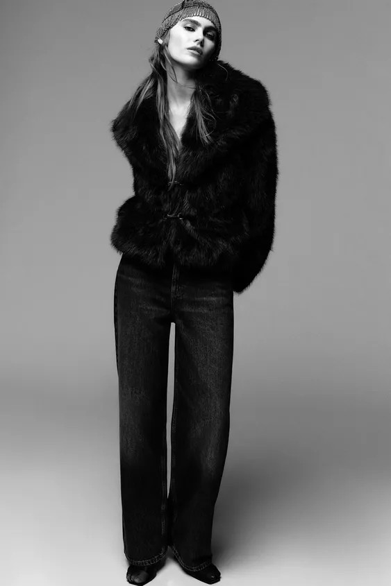 SHORT FAUX FUR COAT WITH FIREMAN CLASPS | Zara US