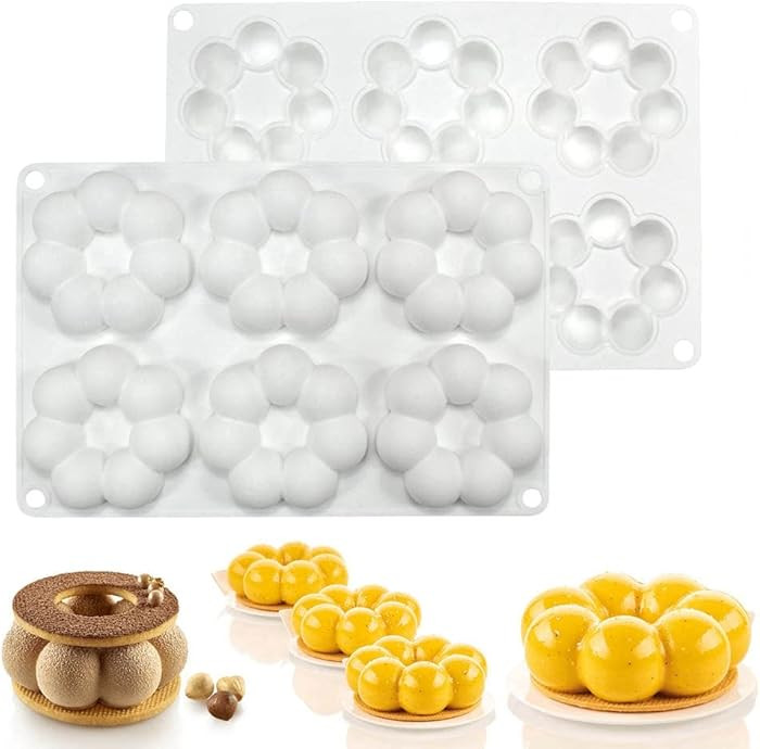 mostsom Silicone Mold Flower Shaped Silicone Donut Molds, Baking Pans, 6-Cavity Reusable Cake Mak... | Amazon (US)