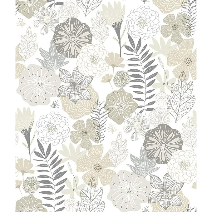 RoomMates RMK11326WP Perennial Blooms Peel and Stick Wallpaper, Beige | Amazon (CA)