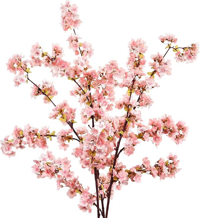 Sunm Boutique 3PCS 39' Pink Plum Blossom Artificial Flowers Simulation Flower Artificial Cherry B... | Amazon (US)