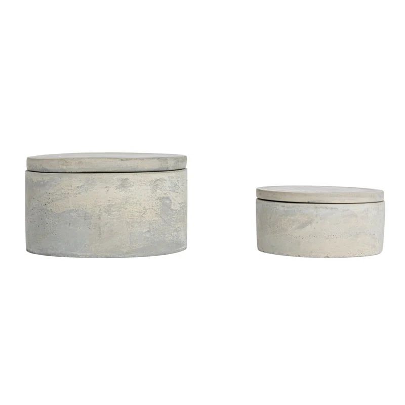 Joss & Main Hazleton Round Decorative Cement Storage with Lids & Reviews | Wayfair | Wayfair North America