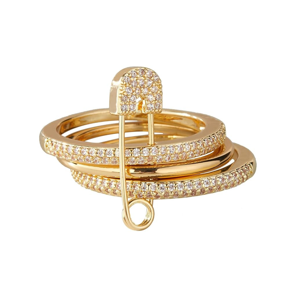 Silver & Gold Stackable Rings for Women Non Tarnish Ring Set Dainty 14k Gold Plated Cz Cubic Zirc... | Amazon (US)