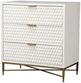 Origins by Alpine White Pearl Small Wood 3 Drawer Accent Chest in White | Amazon (US)