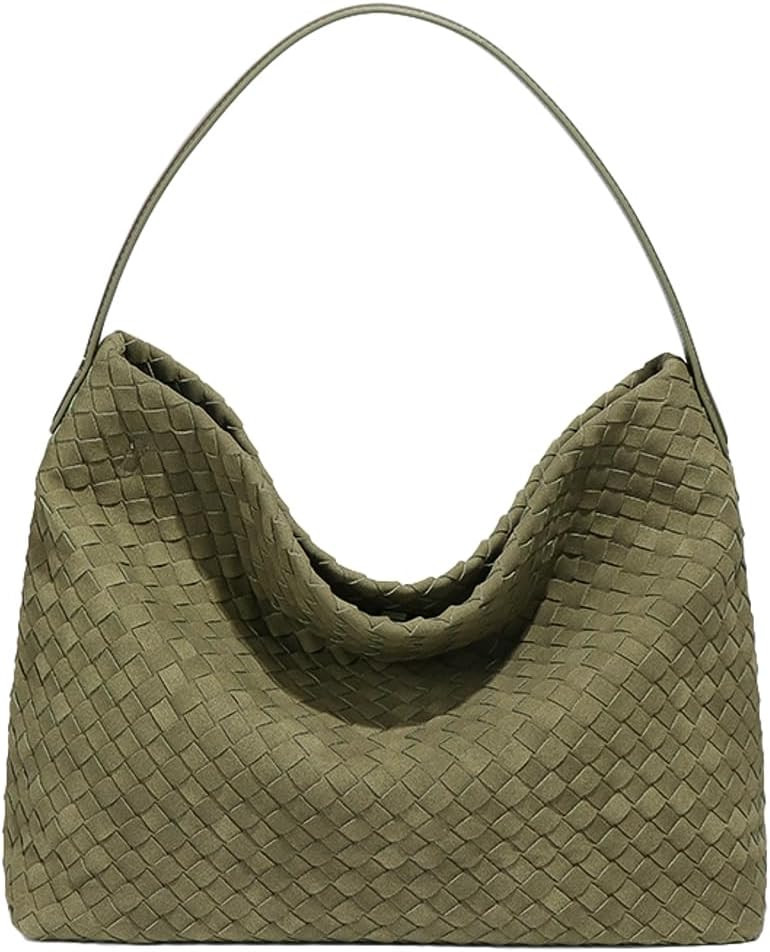 Woven Bags Women Slouchy Woven Suede Tote Bag Trendy Suede Hobo Purse Vintage Satchels Handbag for Work Travel | Amazon (CA)