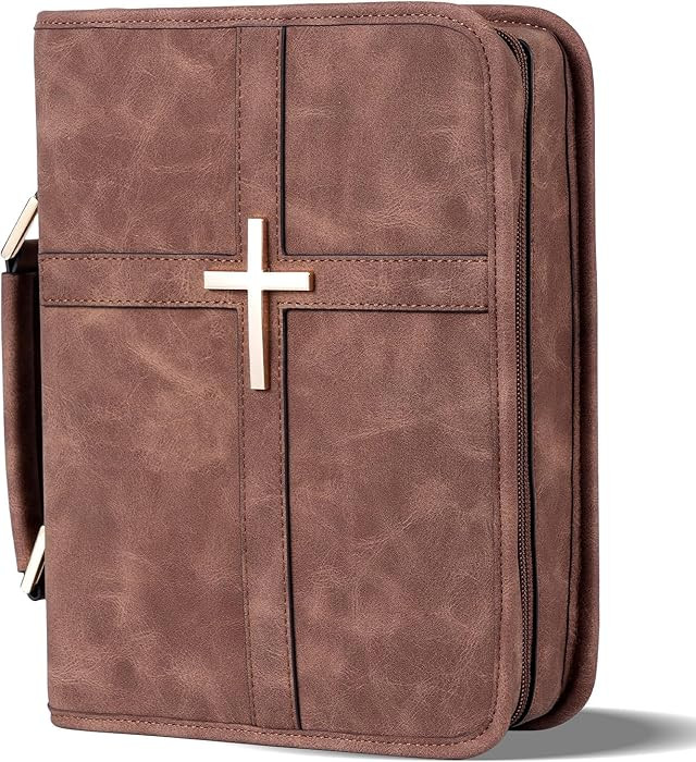 Vegan Leather Bible Cover Case, Bible Bag with Phone Pocket, Bible Case for Men Women, Christian ... | Amazon (US)