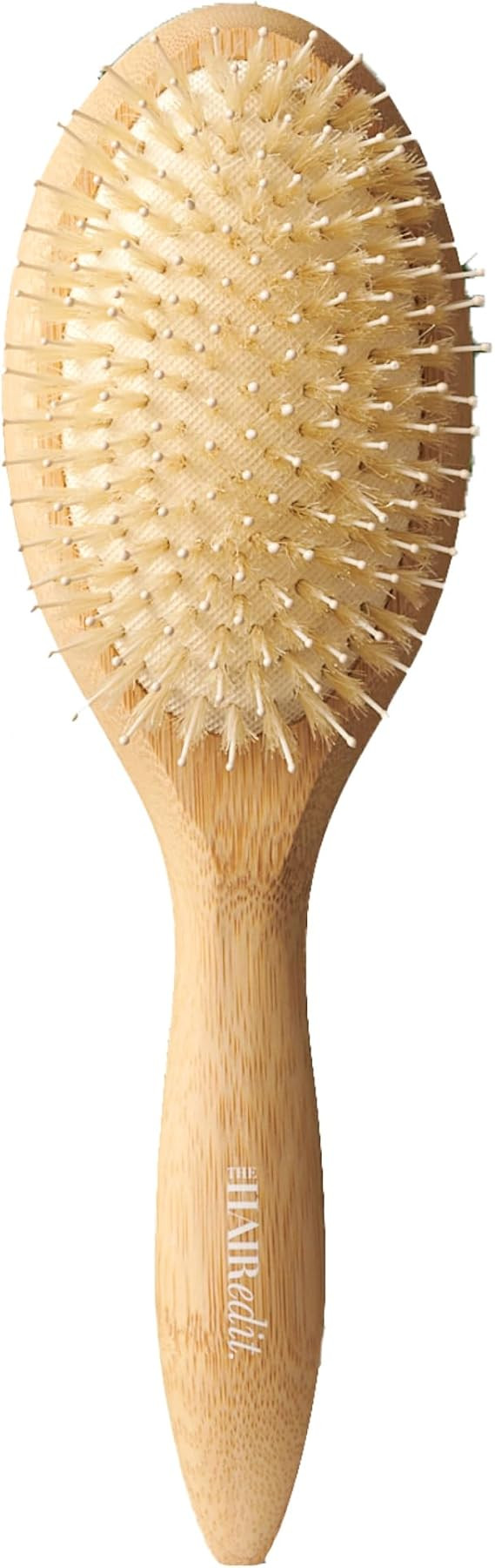 The Hair Edit The Glossifier Bamboo Boar Bristle Hair Brush, Non-Slip Grip and Ball-Tipped Bristl... | Amazon (US)