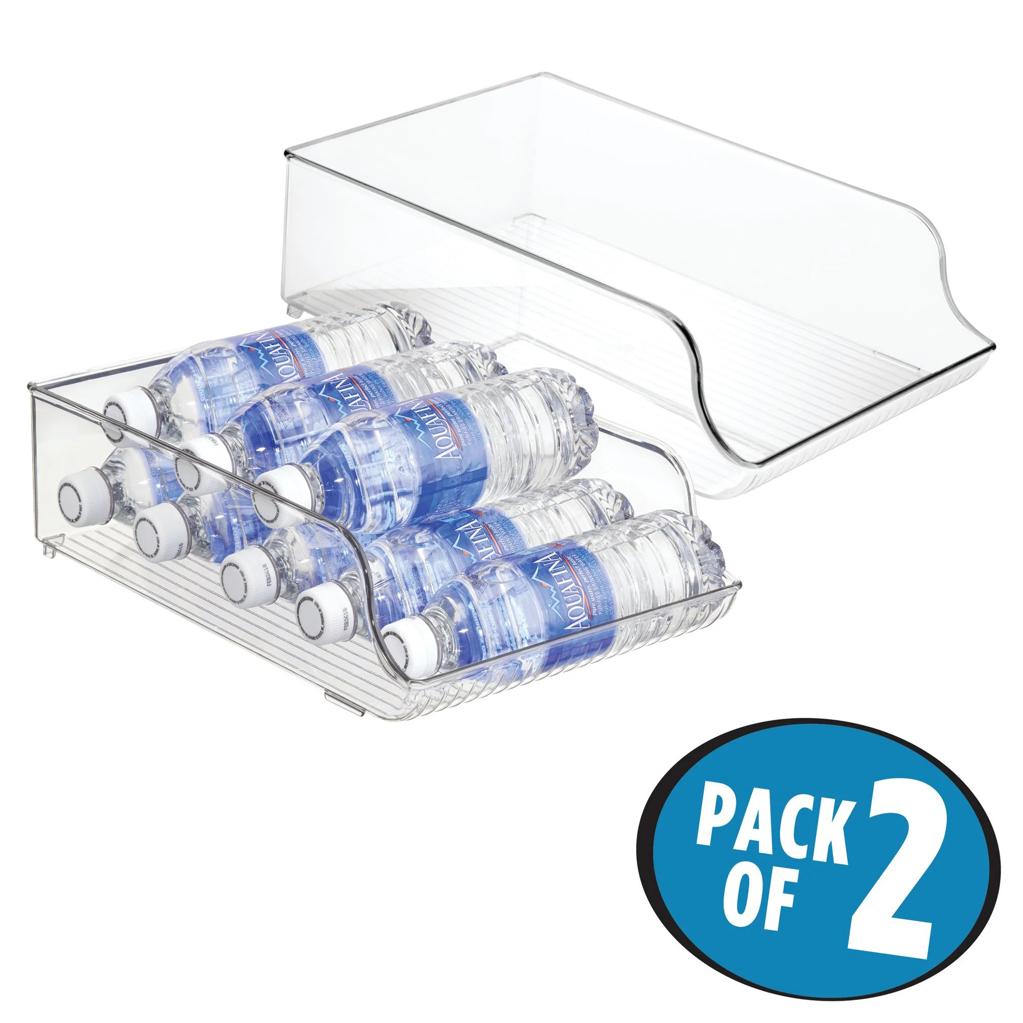 InterDesign Clear Fridge Bins Water Bottle Holder, Set of 2 | Walmart (US)