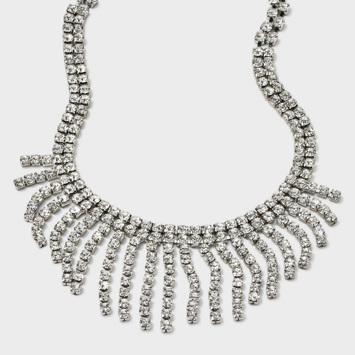 Clear Stones Tassel Statement Necklace - A New Day™ Silver | Target