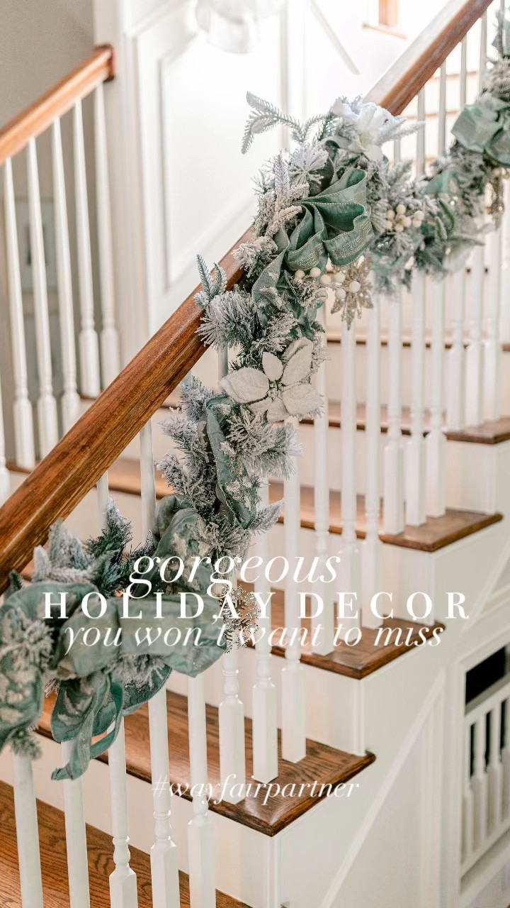 Getting Holiday Ready with @Wayfair! #Wayfairpartner I found some beautiful holiday pieces from garland, to ribbon, to ornaments, and #Wayfair is having its Big Holiday Sale event right now where you can save up to 60% off + fast shipping. You won’t want to miss it! AD

Stairway Garland
● One 9' Pre-Lit Faux Christmas Garland
● One roll of 4" Blue and Silver Sequined Holly Wired Ribbon
● Two rolls of Blue and Silver Stripe Wired Ribbon
● One set of 3 Snowflake Ornaments

#LTKHoliday #LTKHome #LTKFindsUnder50