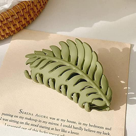 Hair Clip, 1Pc Green Leaf-shaped Hair Clip with Many Teeth, Big Claw Clips, 3.5 Inch, Non slip Le... | Amazon (US)