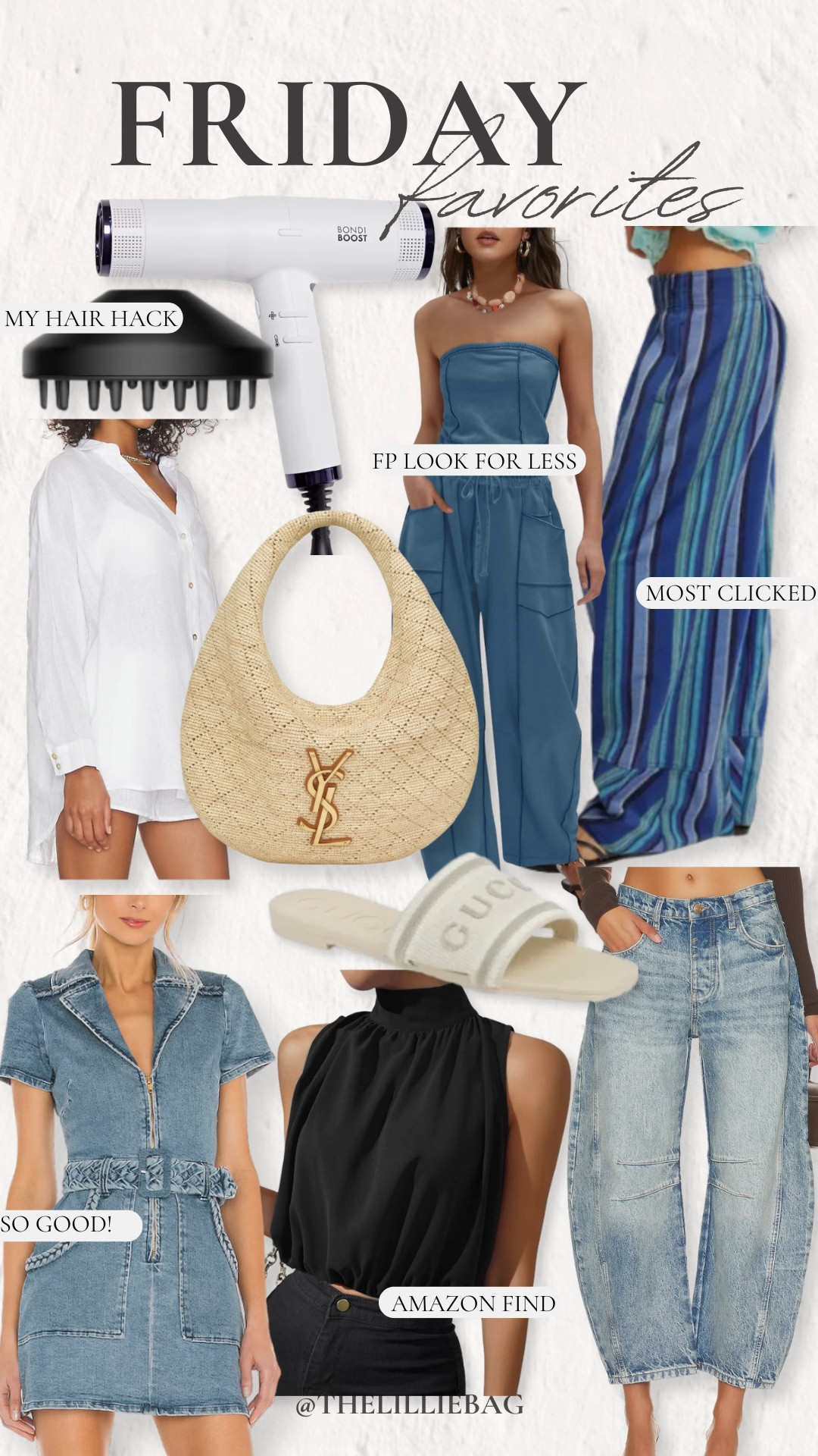 ✨ Friday favorites that are actually worth the hype 🤍 From my go-to jeans and viral striped pants to the FP look-for-less jumpsuit and favorite hair hack!

Amazon finds, Friday favorites, Free People look for less, striped pants, barrel jeans, denim dress, summer fashion, Amazon outfit ideas, designer inspired finds, casual summer style.

#LTKootd #LTKSeasonal