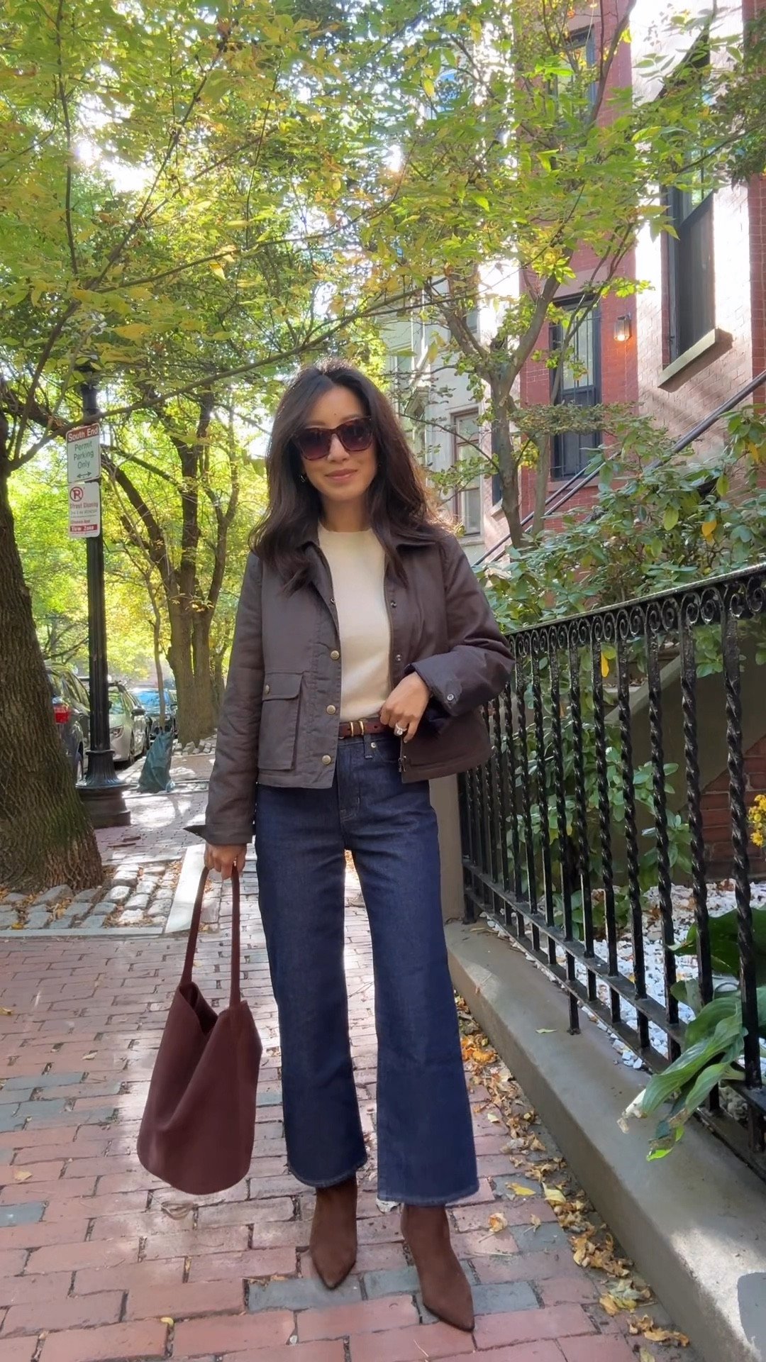 J. Crew fall outfit currently on sale with code SHOPFALL

• 40% off Slim wide jeans 24 petite - waist is a little roomy. 

I also have the corduroy version in 24 regular for a full length that i wear with flats! 

• Cropped barn jacket xxs – wider swingy fit. Lightweight but quilted for warmth, has a corduroy collar and pleated back

• Perfect cashmere crewneck sweater xxs - slim fit. This is a classic I’ve owned for years in this color. I machine wash cold delicates then air dry, note it does shrink a little after washing so I could’ve sized up to account for that.   

• Berkeley suede bucket bag

• Stevie suede ankle boots 5H

• Suede belt xs

Fall outfit ideas, easy casual style, petite friendly style, fall jackets 

#LTKSeasonal #LTKPetite #LTKFindsUnder100