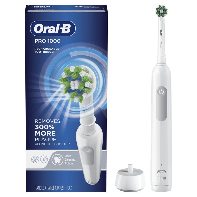Oral-B Pro 1000 Rechargeable Electric Toothbrush, White, 1 Ct | Walmart (US)