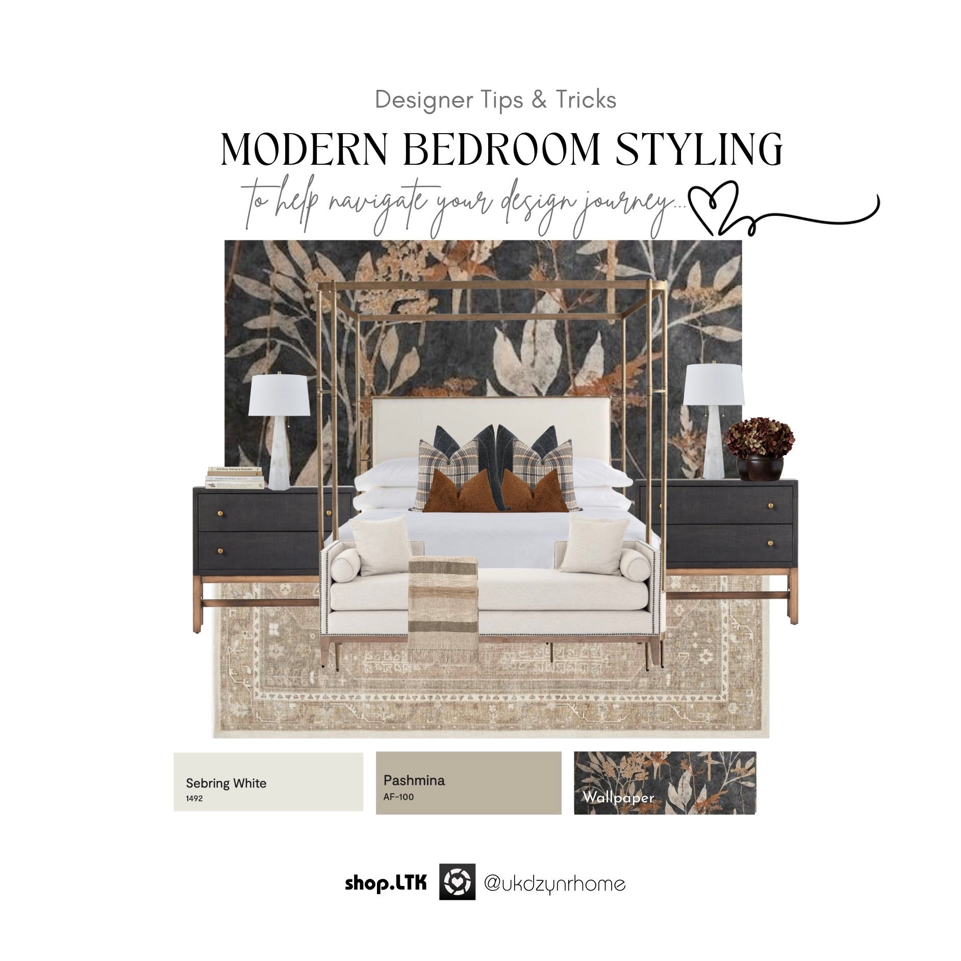 Modern Bedroom Styling Ideas | Poster Bed | Nightstands | Patterned Rugs | Chaise | Decorative Pillow Combos | Ceiling Lights | Master Bedroom | Table Lamps 

#LTKHome