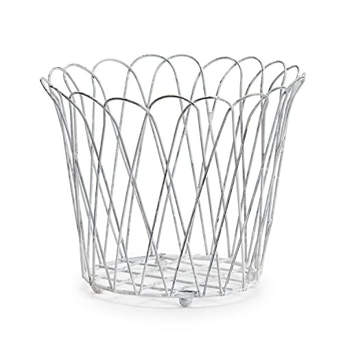 Two's Company French Wireworks Alfabia Planter Basket with Antique White Finish, 6.25-inch Diameter, Metal | Amazon (US)