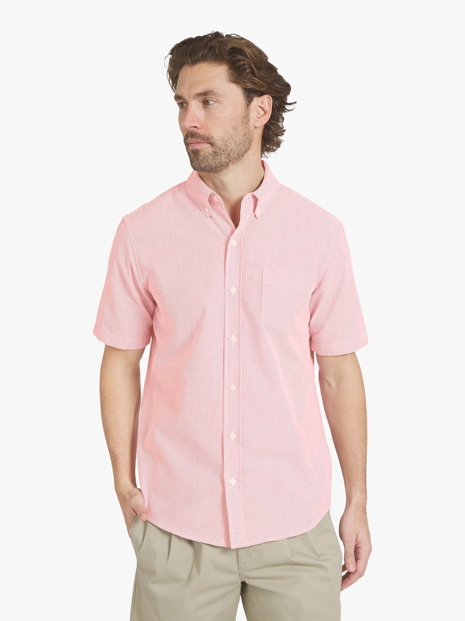Chaps Men's Seersucker Short Sleeve Woven Shirt, Sizes, S-2XL | Walmart (US)