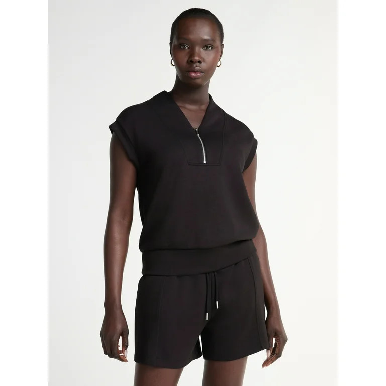 Scoop Women's Ultimate Scubaknit Zip Front Shawl Top, Sizes XS-XXL | Walmart (US)