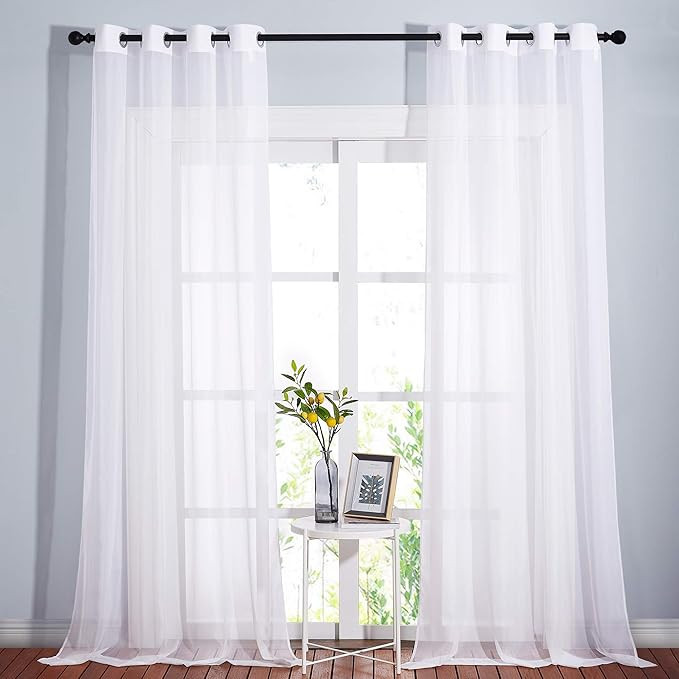 NICETOWN Sheer Window Curtain Panels - Solid White Panels / Drapes with Grommet Top (2-Pack, 54 W... | Amazon (US)