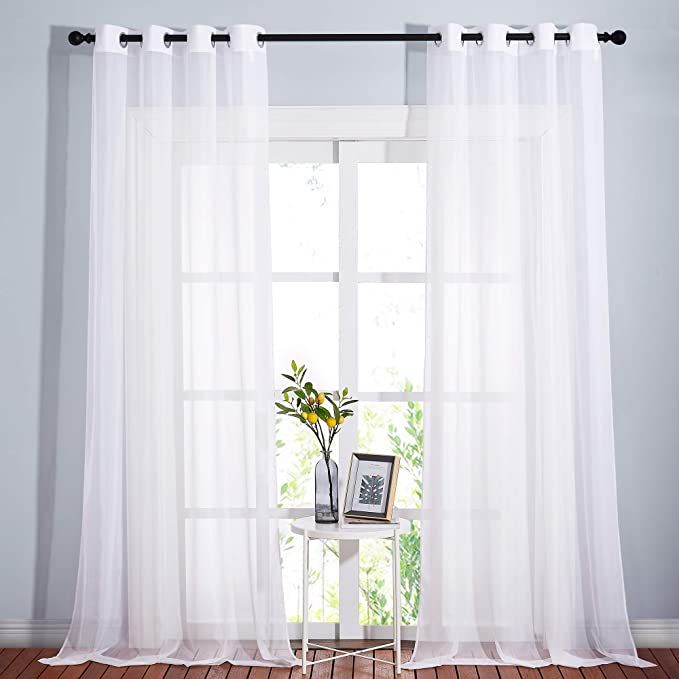 NICETOWN Sheer Window Curtain Panels - Solid White Panels / Drapes with Grommet Top (2-Pack, 54 W... | Amazon (US)