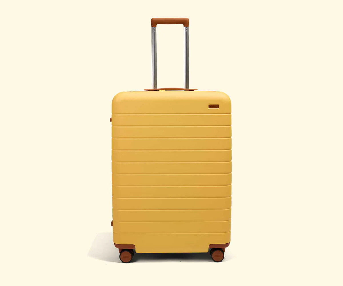 Toy Story 5 Medium Checked Suitcase in Woody Yellow | Away | Away